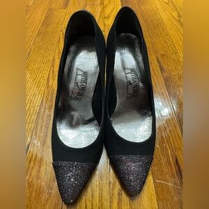 Black Glitter Pointed Heels